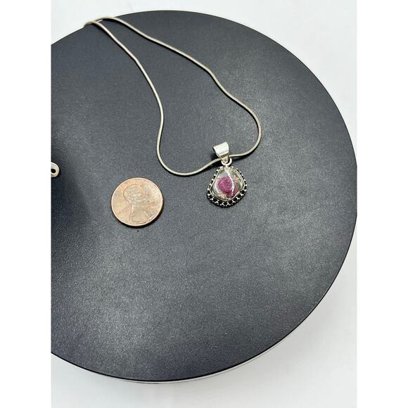 Sterling Silver 925 Watermelon
Tourmaline Pendant Necklace
16" Chain Bezel - Picture 4 of 15